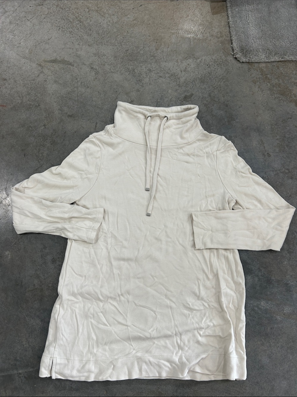 Anne Taylor Cream Drawstring Funnel Neck Tunic